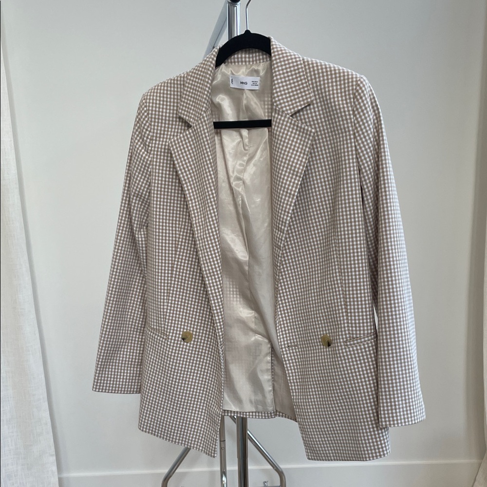 Mango Tan checkered blazer